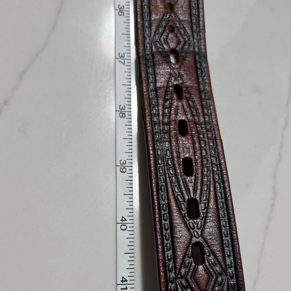 Wrangler Dark Brown Leather Belt with Gold Buckle